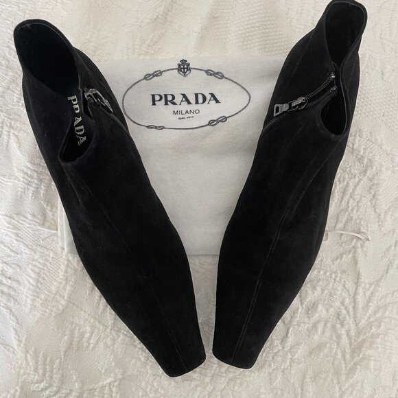 **Black Suede Prada Ankle Boots** - Picture 1 of 5